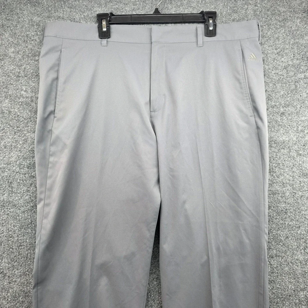 Adidas Mens Golf Pants 40x30 Gray‎ Flat Front Straight Leg Performance Stretch